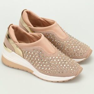 Michael Kors Studded Slip-On Sneakers – Oyster – Size 8M